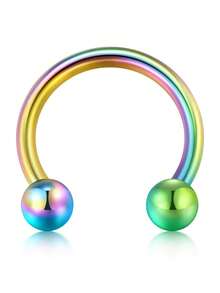 1 件装鼻中隔马蹄形耳环女士不锈钢眉耳屏唇环 16G 8 毫米防过敏鼻环穿孔饰品