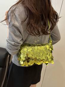 新款时尚亮片手提包，配有单肩带，适合聚会、郊游、度假、购物和日常使用，可存放硬币、手机，也适合作为白领、大学生和办公室女士的工作包，优雅的女士包