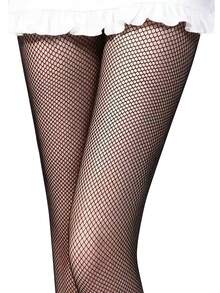 Meia Arrastão Feminina Trama Pequena Tamanho Único Cós Elástico Fashion Versátil