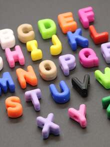 26 件时尚新款亚克力大孔英文字母珠子，适用于 DIY 手机挂绳、鞋饰、手工珠宝、节日礼物 - 亞克力大孔A---Z英文字母直孔串珠 - 查看 3