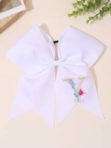 1pc 26Letters Back To School Customized Text Name Bow Hair Ring,Personalized Solid Color Embroidered 26 Letters Decoration Bow Hair Ring,Fashion Unique Hair Accessories For Girls Back To School Gifts, Daily Use - 彩色 - 查看 25