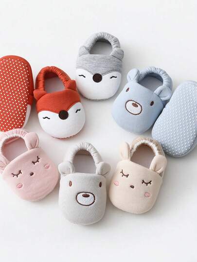 1双0-3岁婴儿防滑印花爬行袜，适合初学者的舒适短筒袜