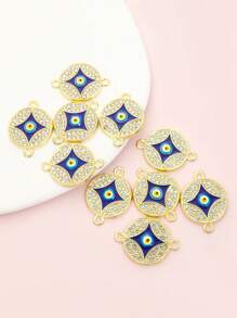 10 件邪恶之眼设计几何连接器饰物，镶嵌闪亮水钻，铜币/土耳其恶魔之眼形滴油合金双吊坠 - 护身符和幸运珠宝手链项链钥匙扣 DIY 配件 - 非常适合手工制作的创意特色工艺项目 - 惡魔之眼 - 查看 14