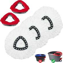 Mop Heads Replacement For Ocedar, Mop Replace Head For Ocedar EasyWring 1 Tank, Microfiber Spin Mop Refills, Include 5 Spin Mop Replacement Head Deep Cleaning Machine Washable With 2 Scrubber Mop Head - 白色 - 查看 1