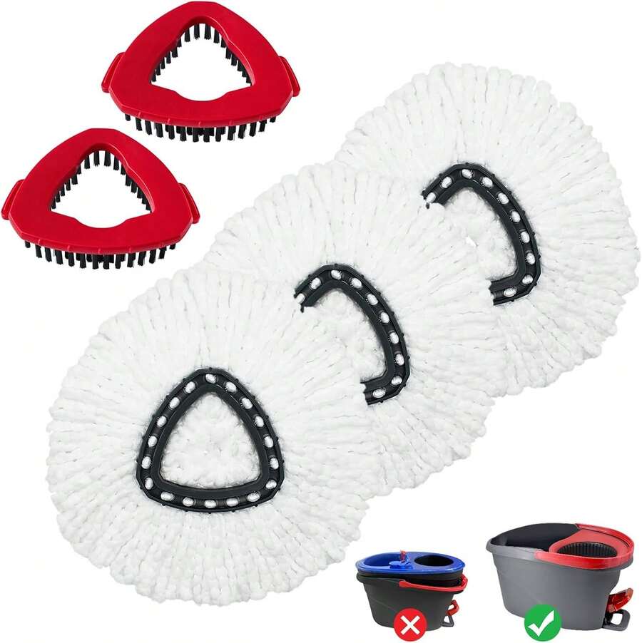 Mop Heads Replacement For Ocedar, Mop Replace Head For Ocedar EasyWring 1 Tank, Microfiber Spin Mop Refills, Include 5 Spin Mop Replacement Head Deep Cleaning Machine Washable With 2 Scrubber Mop Head - 白色 - 查看 1