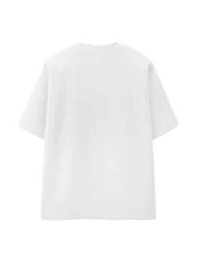 INFLATION 2025春夏新款美式解构拼布短袖T恤，美式街头风格重磅上衣 - 白色 - 查看 4