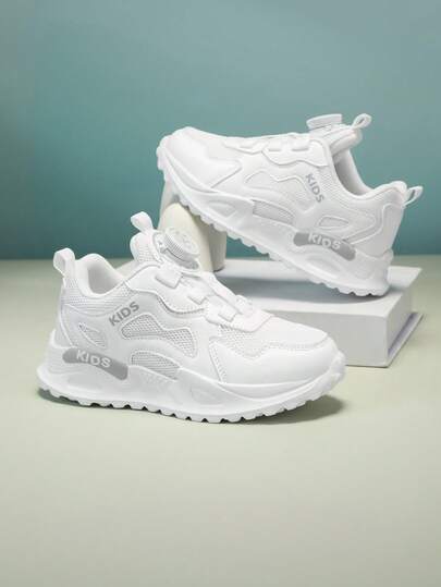 Zapatos deportivos para niños con hebilla giratoria, cómodos para uso casual en todas las estaciones, zapatos para correr con amortiguación de impactos para jugar en el parque, zapatillas unisex lindas