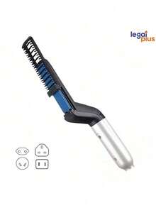 Hair Straightener Portable Comb For Men's Hair And Beard Electric Comb Straightening Brush - 黑色 - 查看 8
