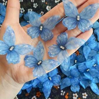 Double Layered Three-Dimensional Chiffon Butterfly Swallowtail Butterfly Simulation Fabric DIY Handmade Decoration, Suitable For Decorating Walls And Outdoor Walls, And Can Also Be Used As Back To School Hair Accessories (10pcs)