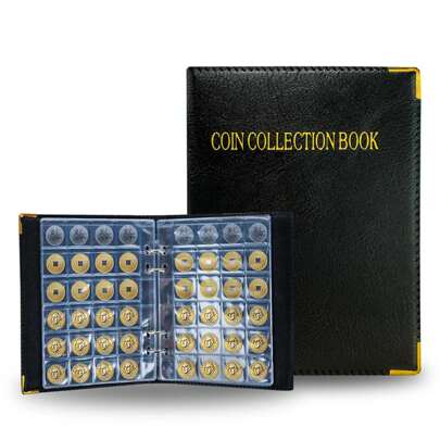 Coin Album-20 Pages, 120/150/480 Pockets Coin Collection Book Holders,High-Capacity Leather Cover With Gold Foil Stamping, Suitable For Collectors, U.S. Coins, Penny, Pennies, Dimes, Nickels, Quarters, Small Badges, Commemorative Coin Organizer Storage 30mm