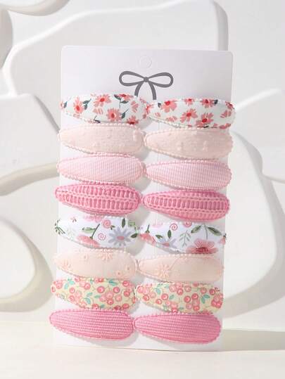 16 件/卡 婴儿女孩礼物 新款头饰 手工钩针儿童发夹 发饰