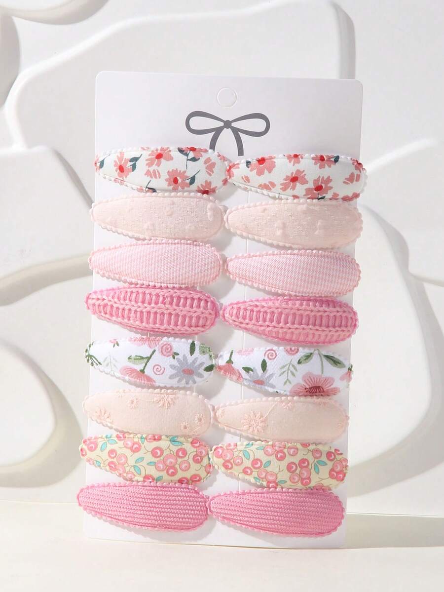 16 件/卡 婴儿女孩礼物 新款头饰 手工钩针儿童发夹 发饰 - 彩色 - 查看 1