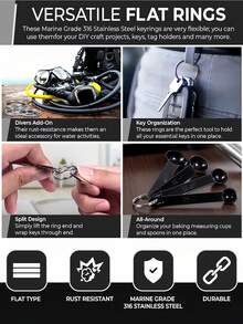 10/20pcs Stainless Steel Keyring Set - Multi Functional Split Keyring - Flat O-Ring (20mm, 25mm, 30mm) Suitable For Household Organization Storage, Car Keys, Pendants, Bags, Dolls, Handicrafts - Durable And Corrosion-Resistant, DIY Jewelry Accessories, Fashionable Metal Finish - Multicolor - View 10