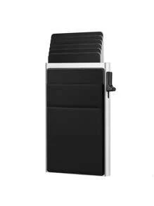 1pc, Minimalist Pop-Up Card Holder Wallet, Suitable For Men's RFID Shielding | Ultra-Thin Business Credit Card Wallet With Money Bag | Aluminum Metal Bank Card Holder, Can Store Banknotes, Coins, And Debit Cards, Is The Best Gift For Men
