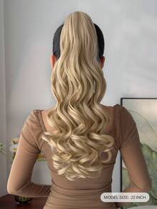Claw Ponytail Extension 20 Inch Ombre Natural Wave Wavy Clip in Hair Extensions Soft Natural Looking Heat Resistant Fiber Synthetic Hairpiece For Women Daily Use - Gold - View 3