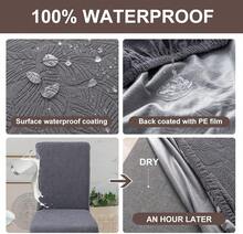 100% Waterproof Dining Room Chair Covers Set Of 4 Stretch Kitchen Chair Covers Parsons Chair Slipcovers For Dining Room Chair Protector Cover, Removable, Washable (Leaf Pattern-Dark Gray),8653863
