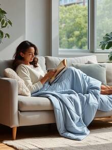 1 Pc Deconovo Cooling Comforter - Summer Ice Blanket With Cold Touch Fabric, Double-Sided Cooling For Hot Sleepers & Dorms! Soft, Lightweight & Machine Washable - No More Night Sweats - Blue - View 3