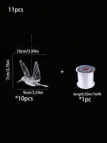 11pcs Acrylic Hummingbird Hanging Decorations For Weddings, Transparent Bird-Shaped Ornaments For Holiday Parties, Home Ceiling Decoration