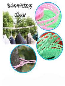 One Piece Is 5 Meters Long. The Red Lantern 520 Windproof And Sun - Resistant Clothesline, The 5 - Meter Non - Slip Clothesline, The Anti - Fall Fence - Style Trapezoidal Outdoor Clothes - Hanging Rope Is Lightweight And Multi - Functional. It Is Very Suitable For Traveling/Trips And Outdoor Camping. You Can Hang Clothes Outdoors Without Installing A Permanent Line. - Multicolor - View 2