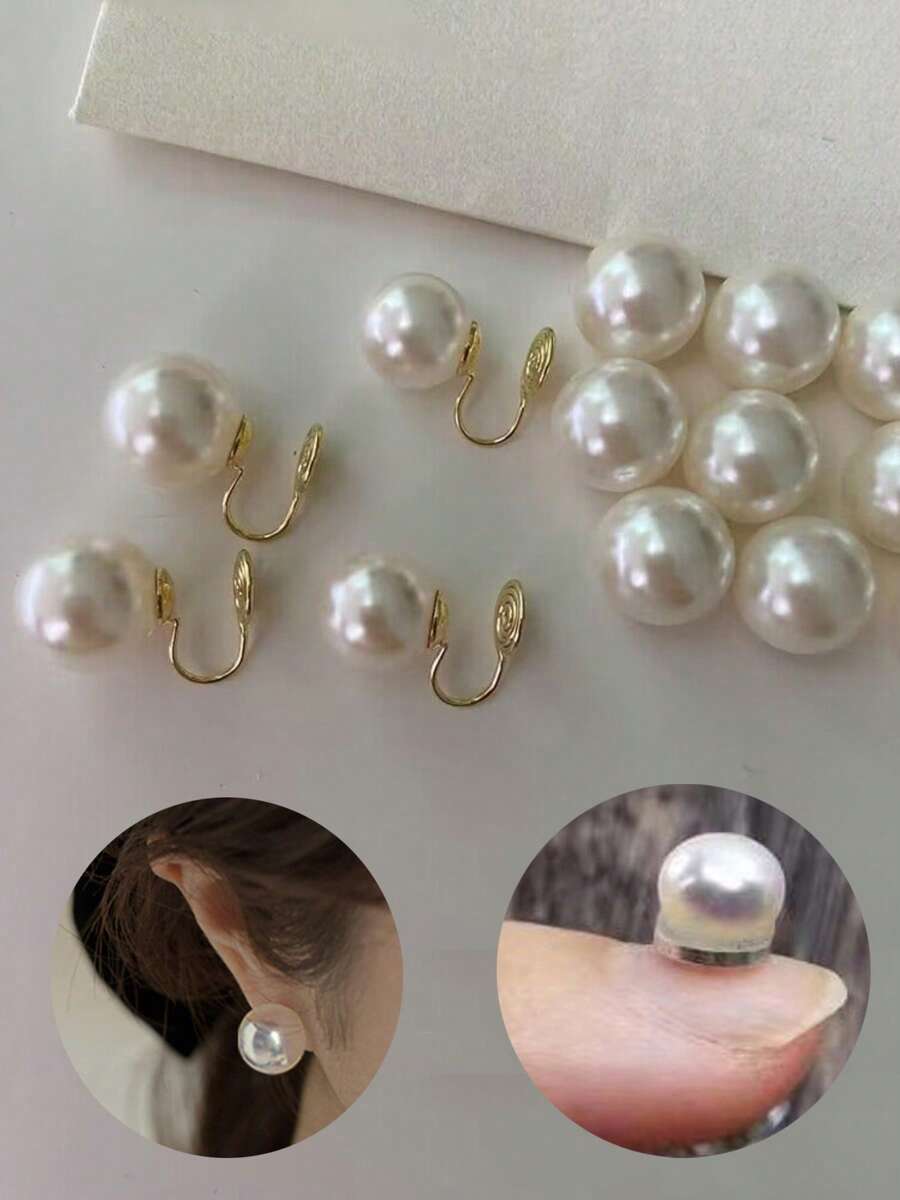 Artifical Pearl Hypoallergenic Fake Ear Cuff Earrings Earring Studs Ear Clips For Men Women CZ Clip On Earrings Stainless Steel Non Pierced Earring Jewelry