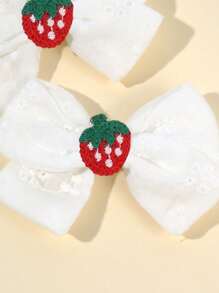 2pcs Strawberry Hair Bows For Girls Red Strawberry Embroider Fabric Bow Alligator Clips White Flower Embroidered Bow Hair Clips Cute Strawberry Fruit Bow Hair Clips Vacation Birthday Holiday Gifts Bow Barrettes Teens Hair Accessories