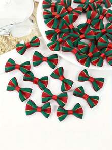 30pcs Mini Handmade Satin Ribbon Bows, Christmas Tree Decor Mini Bow Ornaments, Twisted Bow Decorations, Suitable For DIY Crafts Sewing Party Decorations, Christmas Tree Wedding Party Hanging Decor Sewing, Scrapbooking, Wedding, Gifts, Christmas Decorations, Christmas Packaging Ornaments