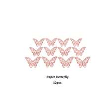 113Pcs Macaron Pink Butterfly Garland Arch Balloons, Wedding Birthday Party Decoration Gold Confetti Latex Balloons Shower Supply - Pink - View 11