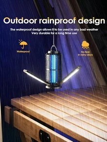 Solar-Powered Bug Zapper With 3600mAh Rechargeable Battery, 3 Solar Panels For Easy Charging, Auto On/Off LED Mosquito Killer, Perfect For Indoor & Outdoor Vibes, Camping, Patio, Garden, And Home Use