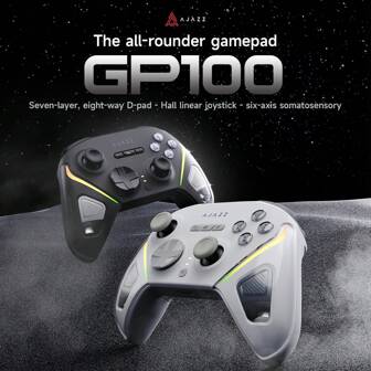  AJAZZ Gamepad Galaxy GP100 Almighty Game Controller Three-Mode Wireless Connection Hall Linear Joystick Mechanical Buttons 800mAh Large-Capacity Battery RGB 1000Hz Return Rate