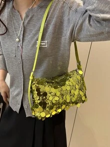 新款时尚亮片手提包，配有单肩带，适合聚会、郊游、度假、购物和日常使用，可存放硬币、手机，也适合作为白领、大学生和办公室女士的工作包，优雅的女士包