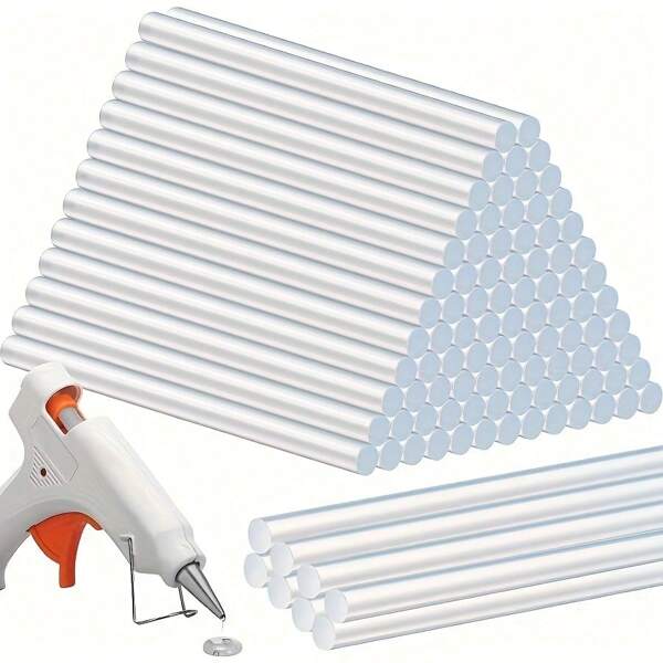 100pcs /50/10/5pcs Mini Ultra-Clear Hot Melt Glue Sticks, 0.27 X 3.95in Smooth Transparent Adhesive, Odorless, Strong, Suitable For Most Glue Guns, DIY, Crafts, Wood Workshops, Plastics,Tool Accessories