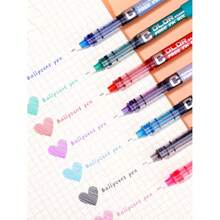 4 pezzi Penna a sfera a inchiostro liquido dritto di colori mediorientali, asciugatura rapida, colore casuale, per forniture scolastiche, ritorno a scuola