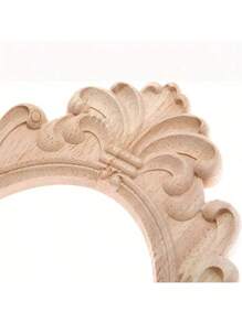 1 件欧式风格未完成木质相框圆盘，带木雕贴花镶嵌 - 大圆形切口 31x20cm，适用于婚礼、门、家居装饰