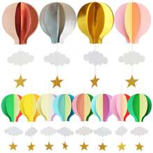 3D Hanging Decorations For Classroom - Hot Air Balloon, Clouds & Stars Party Decor | Nursery, Birthday, Baby Shower Backdrop | Kindergarten, Preschool, Homeschool Decoration,For School Supplies,Back To School