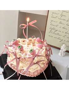 10pcs Ribbon Bow Cake Decorations, Silk Cake Skirt, Graduation Cake Toppers, Birthday Party Table Decorations,Birthday Cake Topper Balletcore Birthday Cake Topper Black Bow Ribbon Cake Decoration For Birthday Shower Wedding Party - Multicolor - View 6