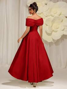 EVERLYL Everly L Elegant Summer Pure White Off-Shoulder Swing Summer Wedding Dress, Suitable For Wedding, Prom, Birthday, Party - Red - View 3