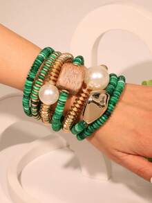 7pcs/Set Handmade Bohemian Style Heart-Shaped Tassel Bracelet Set, Suitable For Women's Daily Wear And Vacation Valentines,Mom,Mother,Mother's Day,Gift - Multicolor - View 8