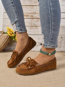 2025 New Lightweight Tassel Round Toe Comfortable Flat Non-Slip Soft Bottom Casual Loafers, Suitable For Mothers