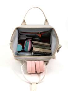 1 件时尚妈咪背包，大容量尿布包，便携式旅行母婴包 - 粉色 - 查看 8