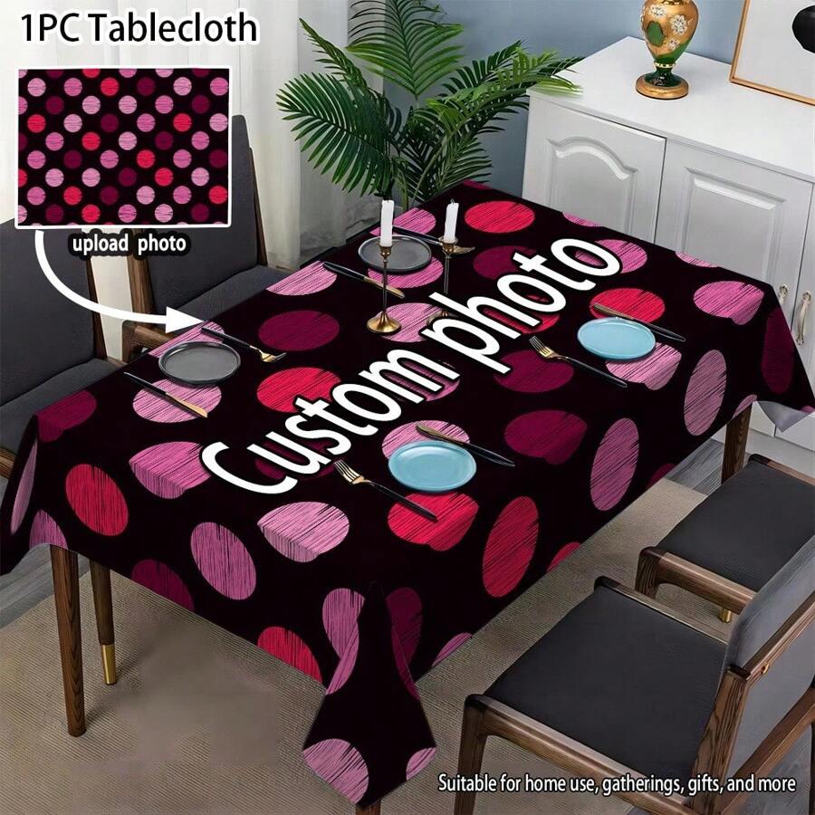 1 Pc Customized Photo Barbecue Grill Bar Tablecloth - Personalized Photo, Polyester Rectangular Tablecloth, Suitable For Parties, Birthdays, Weddings, Anniversaries, And Events - Multicolor - View 1