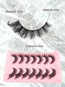 7 perechi de gene false KJ3 roz, tip ochi de pisică - Gene false ultra-subțiri, 0,07 mm, moi și ușoare, reutilizabile pentru începători, lungimi multiple 6-18 mm, cu ondulare C/D, aspect natural pentru purtare zilnică, petreceri, Halloween, festivaluri de muzică, machiaj festiv al ochilor, gene ochi de pisică, gene cu ondulare ușoară