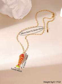 GEREIT 1pc Natural Stone Gold Fish Pendant Necklace For Women, Suitable For Daily Wear And Beach Vacation