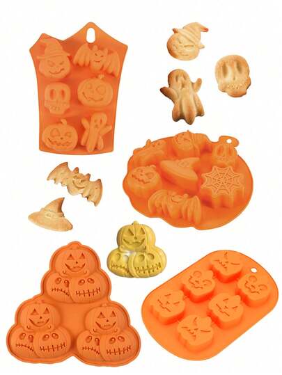 1 件万圣节南瓜和巧克力慕斯、南瓜形糖果模具托盘、南瓜鬼蝙蝠头骨软糖巧克力模具适用于 DIY 工艺品、纸杯蛋糕装饰、肥皂果冻 - 非常适合 DIY 烘焙和厨房手工艺品