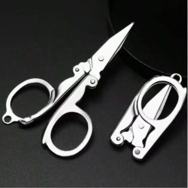 1把/2把便携式折叠剪刀，适用于家用线头、办公文具、手工剪纸、缝纫和裁剪（轻微划痕属于正常工艺问题，并非质量问题） - 銀色 - 查看 5