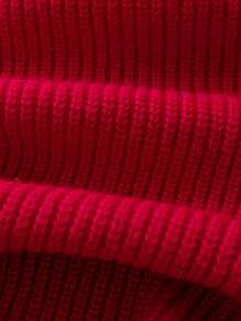 Girls' Cute Solid Color Letter Embroidery Knit Pullover Sweater, Suitable For Daily, Vacation, Spring, Autumn, Winter