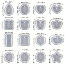 16 Stücke sortierte geometrische Anhänger Silikonformen mit Loch, Schmuck UV Harz Formen, Epoxidharz Halskette Schlüsselanhänger Formen für Mädchen, personalisierte Charm Anhänger Formen mit vielseitigen Designs für verschiedene Anlässe, kreatives Muttertagsgeschenk - 16 Stück - Übersicht 2