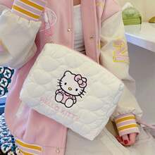 Sanrio 1 pieza Bolso de cosméticos de gran capacidad de Hello Kitty de Sanrio, diseño de dibujos animados lindo, bolsa de almacenamiento multifuncional de gran capacidad y duradera, bolso portátil adecuado para viajes o uso diario