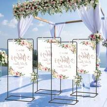 Vincidern 4Pcs 69 Inches Black Easel Stand For Sign,Adjustable Wedding Sign Stand For Display, Wedding Seating Chart Stand,Metal Poster Stand Easel For Painting With Leather Sign Hanging Straps - Black - View 7