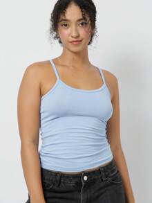 Aesthetic Moda Basic Strappy Tank Top - 淺藍色 - 查看 2