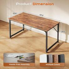 47 X 24 Inch Computer Desk With Deeper Desktop Gaming Office Writing Work Desk For Home Office Study Bedroom Work From Home Metal Frame Rustic Brown - Nâu mộc mạc - Xem 2